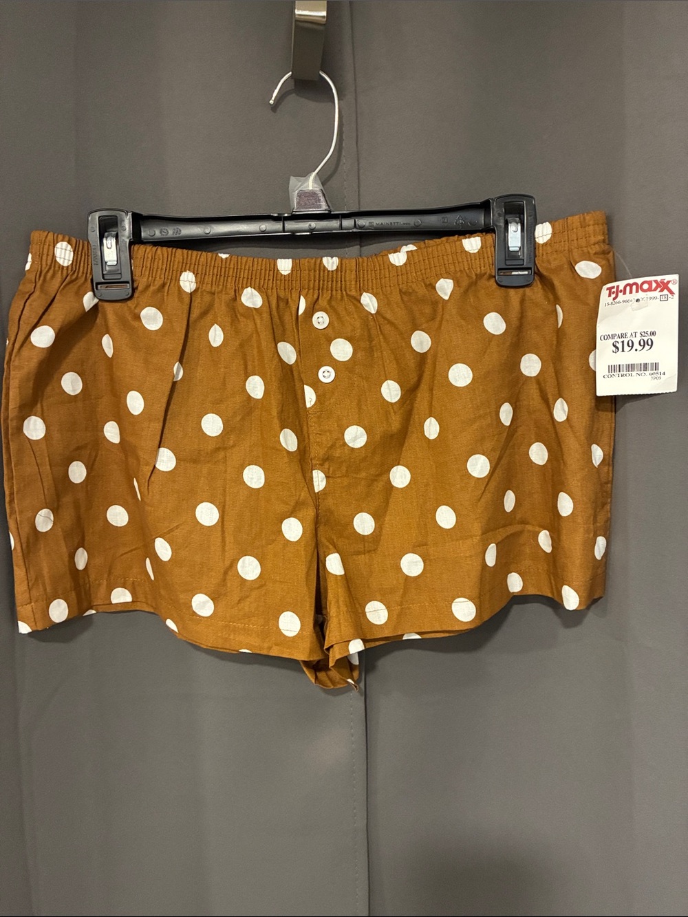 T.J.Maxx Polka Brown and White Cotton Sleep Shorts